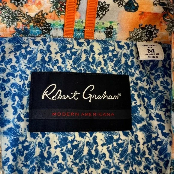 Robert Graham Tailored Fit Button Down Shirt Multi Color Long Sleeve